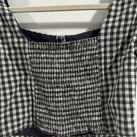 Urban Outfitters Gingham Button Down Ruffle Cap Sleeve Top - Picture 8 of 8
